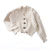 MIYAA Knit Cardigan Coat Autumn Winter Knitted Cropped Cardigan Button Down V Neck Knit Cardigan Jumper Women Loose Lantern S, Beige view 1