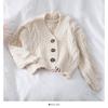 MIYAA Knit Cardigan Coat Autumn Winter Knitted Cropped Cardigan Button Down V Neck Knit Cardigan Jumper Women Loose Lantern S, Beige view 2