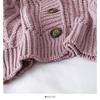 MIYAA Knit Cardigan Coat Autumn Winter Knitted Cropped Cardigan Button Down V Neck Knit Cardigan Jumper Women Loose Lantern S, Beige view 4