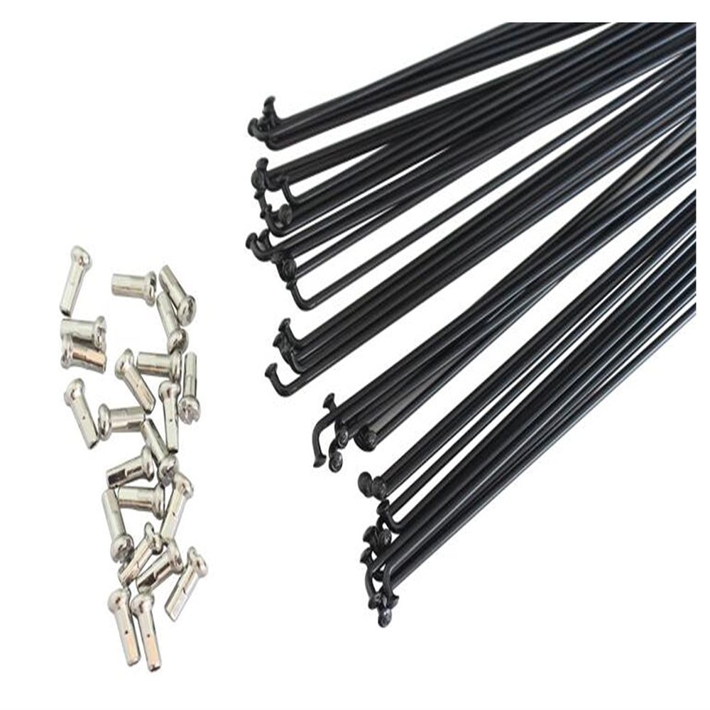 chensong Spokes Nipples 36pcs 14G/14K J Bend Bicycle Steel Spokes Black Color Cycling Spokes (Color : 250mm)