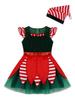 Agoky Girls Sequins Figure Ice Skating Roller Skating Ballet Dance Dress Christmas Santa Dance Costume Green Sleeveless 13-14 view 3