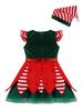 Agoky Girls Sequins Figure Ice Skating Roller Skating Ballet Dance Dress Christmas Santa Dance Costume Green Sleeveless 13-14 view 4
