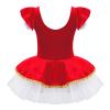 Aislor Little Big Girls Christmas Elf Santa Claus Snow-Man Costume Dance Tutu Dress Ballet Ice Skater Party Dancewear Red 6 Years view 4