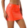 Lejafay Women's High Waist Faux Leather Bodycon Mini Skirt Casual Stretchy Short Skirt Clubwear Orange X-Large view 1