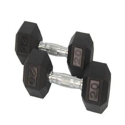 FixtureDisplays Rubber Dumbbell in Pair - with Metal Handles Pair of 2 20 lbs Dumbell 15189-NPF-1D