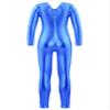 Agoky Kids Girls Shiny Dance Clothing Set One-Piece Sports Unitard Long Sleeve Gymnastics Leotard Biketard Tracksuit Jumpsuit Royal Blue_B 3-4 Years view 2
