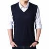 Renost Men Autumn Warm Cashmere Sweaters Classic Pure Color V-Neck Sleeveless Woolen Vest Burgundy XL view 2