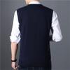 Renost Men Autumn Warm Cashmere Sweaters Classic Pure Color V-Neck Sleeveless Woolen Vest Burgundy XL view 4