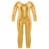 FEESHOW Kids Girls Full Length Athletic Gymnastics Leotard Bodysuit One Piece Romper Spandex Unitards Costumes Gold 8 Years view 1