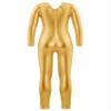 FEESHOW Kids Girls Full Length Athletic Gymnastics Leotard Bodysuit One Piece Romper Spandex Unitards Costumes Gold 8 Years view 2