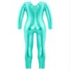 Freebily Girls Shiny Full Body Unitard Long Sleeve One-Piece Gymnastics Leotard Ballet Dance Outfit Costume Catsuit Jumpsuit Lake Green_B 3-4 Years view 2