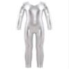 Freebily Girls Shiny Full Body Unitard Long Sleeve One-Piece Gymnastics Leotard Ballet Dance Outfit Costume Catsuit Jumpsuit Silver_B 5-6 Years view 1