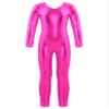 winying Kids Girls Shiny Metallic Sleeveless Full Length Unitard Jumpsuit Ballet Dance Clothes C Hot Pink 4 Years view 1