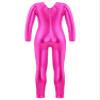 winying Kids Girls Shiny Metallic Sleeveless Full Length Unitard Jumpsuit Ballet Dance Clothes C Hot Pink 4 Years view 2