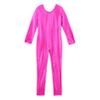 winying Kids Girls Shiny Metallic Sleeveless Full Length Unitard Jumpsuit Ballet Dance Clothes C Hot Pink 4 Years view 3