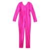 winying Kids Girls Shiny Metallic Sleeveless Full Length Unitard Jumpsuit Ballet Dance Clothes C Hot Pink 4 Years view 4