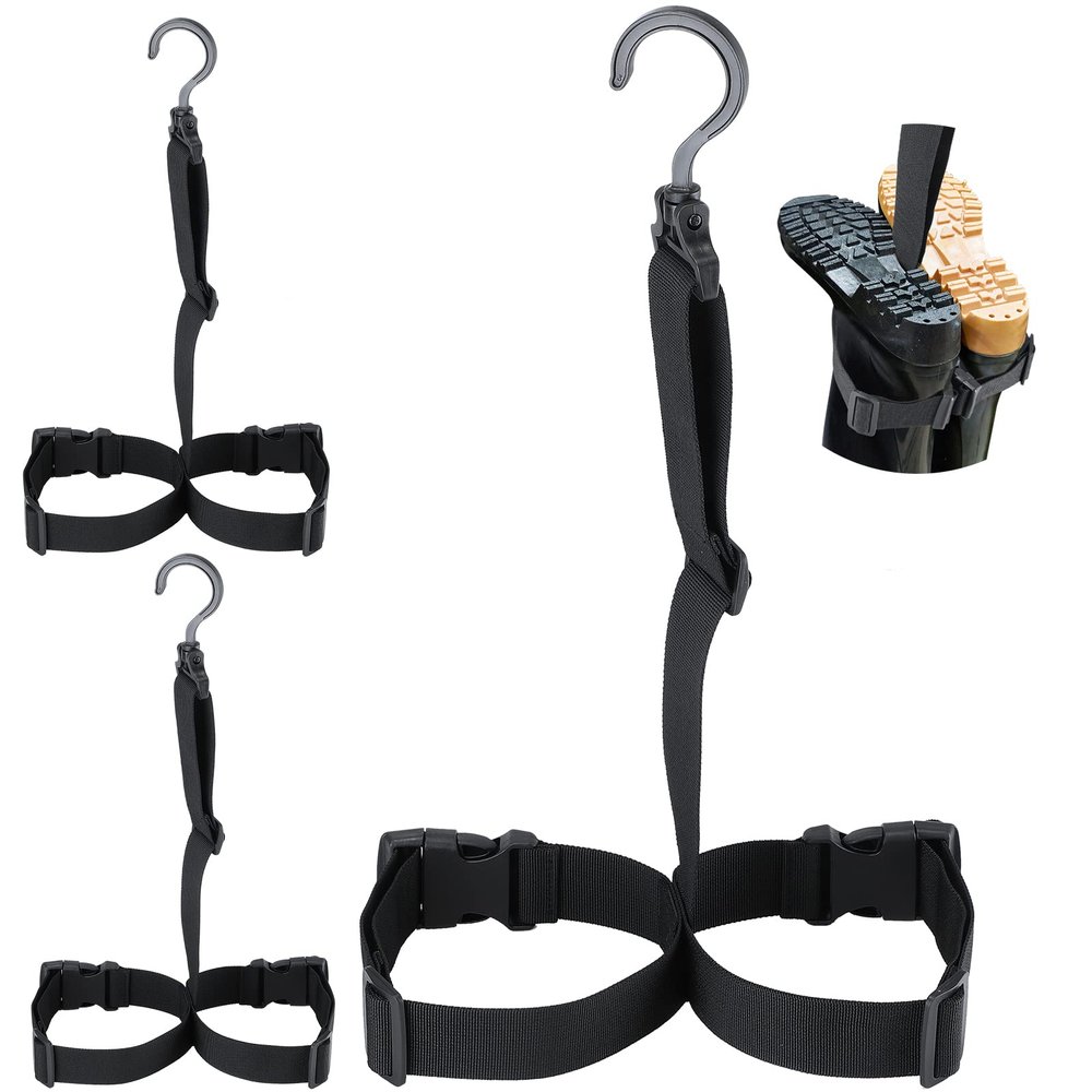 3 Pieces Fishing Wader Boot Hanger Fishing Boot Rack Men with Adjustable Belt and Swivel Dryer Hanger for Storage Drying