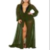 Pink Queen Women's Maxi Beach Bathing Suit Swimsuit Open Front Kimono Cardigan Robe Cover Up Army Green XL view 1