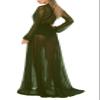 Pink Queen Women's Maxi Beach Bathing Suit Swimsuit Open Front Kimono Cardigan Robe Cover Up Army Green XL view 3