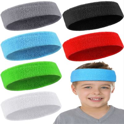 Chalyna 6 Pcs Kids Sweatbands Boys Sweat Headbands for Sports Colorful Athletic Sweatbands Forehead Headbands Summer Basketball Soccer Accessories for Children, Over 5 Years Old