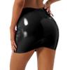 ACSUSS Womens Fashion Wet Look Faux Leather Pencil Skirt Elastic Waist Skinny Bodycon Miniskirt Black Large view 3