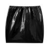 ACSUSS Womens Fashion Wet Look Faux Leather Pencil Skirt Elastic Waist Skinny Bodycon Miniskirt Black Large view 4