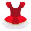Aislor Kids Girls Christmas Party Dress Outfit Child Figure Ice Skating Roller Skating Velvet Skirts Red A 10 Years view 4