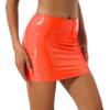 ACSUSS Womens Fashion Wet Look Faux Leather Pencil Skirt Elastic Waist Skinny Bodycon Miniskirt Orange Large view 2
