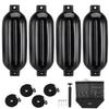 Affordura Boat Fender 4 Pack Boat Bumpers Fenders 10 Inch with 4 Ropes, Boat Bumpers for Pontoon Boat Fenders Inflatable(Black) view 1