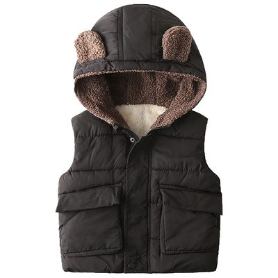 EISHOW Toddler Baby Girl Boy Fleece Hooded Jacket Vest Warm Jacket Outwear Hoodie Sleeveless Waistcoat with Zipper Pocket (12-24 Months, Black)