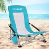 HAUSHOF High Back Beach Chair, Mesh Back Folding Chair, Lightweight Low Seat Camping Chairs with Cup Holder, Carry Bag, Padded Armrest for Outdoor Beach Lawn Camping Picnic Festival view 1