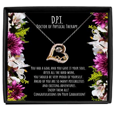 Doctor of Physical Therapy Graduation Gift, DPT Graduation Gift for Her, Physical Therapist Gift on Graduation, Heart Pendant Gold for Graduation, Necklace for Graduation - Love Dancing