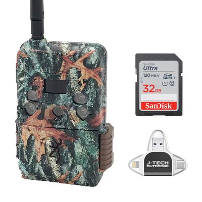 Browning Defender Wireless Pro Scout Cellular Trail Game Camera (Verizon) Bundle Includes 32GB Memory Card and J-TECH USB Memory Card Reader Compatible with iPhone/iPad/Android (18MP) | BTCDWPS-VZW