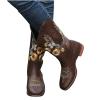 ZBYY Cowboy Boots for Women Pointy Toe Low Chunky Heel Cowgirl Boots Winter Sunflower Embroidered Knee High Western Boots view 1