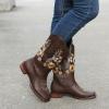 ZBYY Cowboy Boots for Women Pointy Toe Low Chunky Heel Cowgirl Boots Winter Sunflower Embroidered Knee High Western Boots view 3