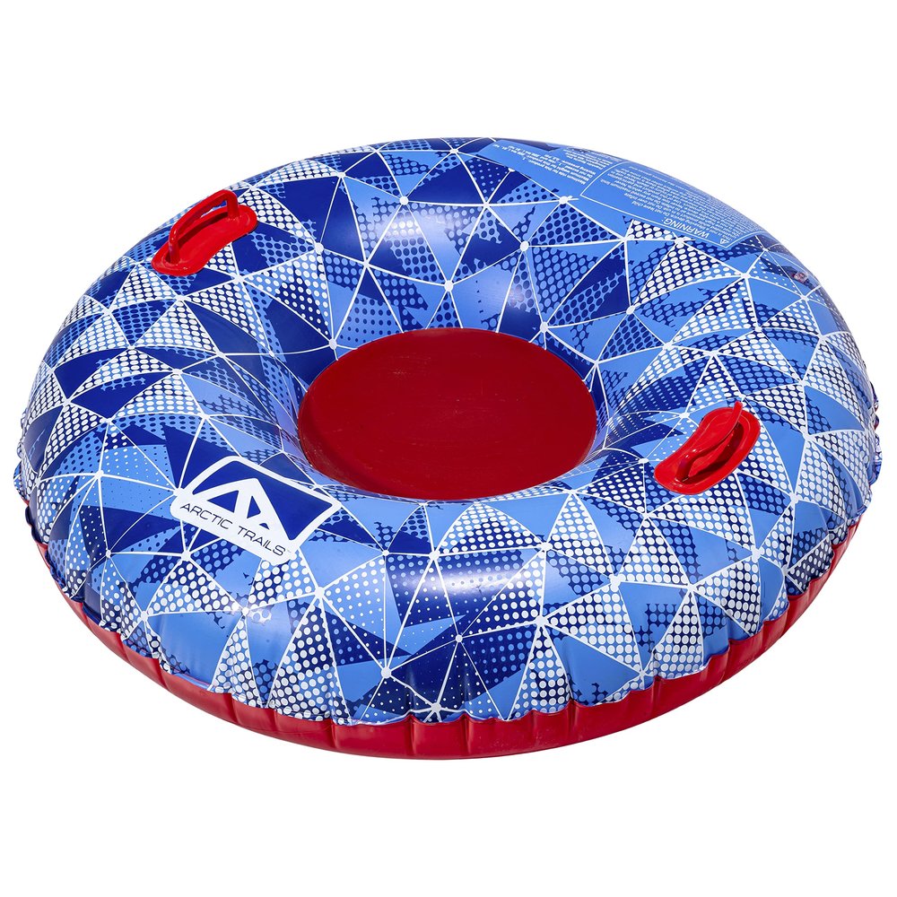 Franklin Sports Arctic Trails Kids Snow Tube Sled - Inflatable 1 Person Winter Inner Tube - Single Seat Sled for Kids + Adults - Heavy Duty Inflatable - Fun Snow Toy - 48"