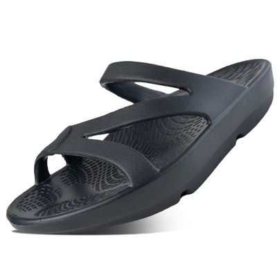 HUHV Z Strap Unisex Recovery Comfort Slide Sandals - Black, Men's 4/ Women's 6 M