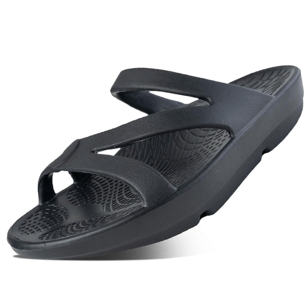 HUHV Z Strap Unisex Recovery Comfort Slide Sandals - Black, Men's 4/ Women's 6 M