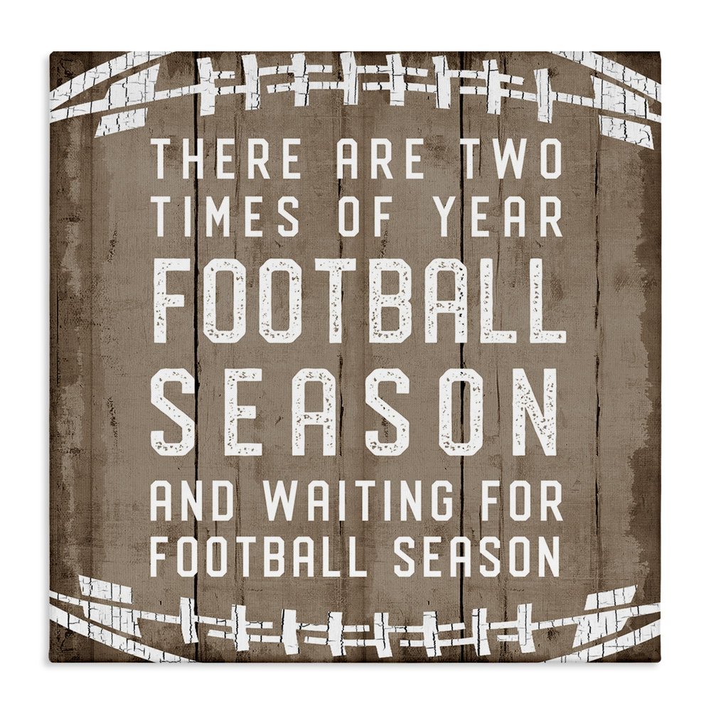 Stupell Industries Time of Year Football Season Rustic Sports Phrase, Designed by CAD Designs Canvas Wall Art, 24 x 24, White