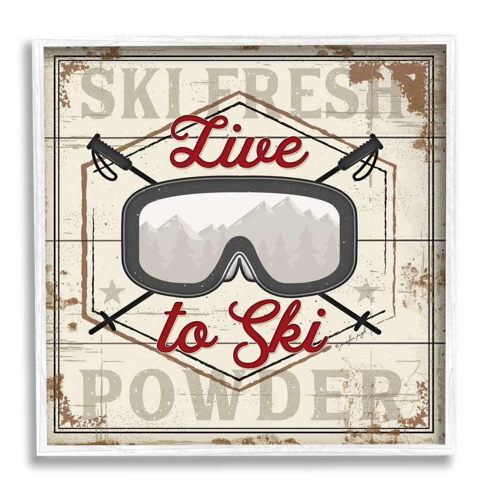 Stupell Industries Live to Ski Sport Goggles Fresh Powder