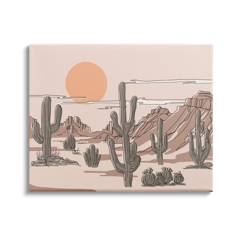 Stupell Industries Summer Sun Desert Canyon Saguaro Cactus Plants Canvas Wall Art, Design by Ziwei Li