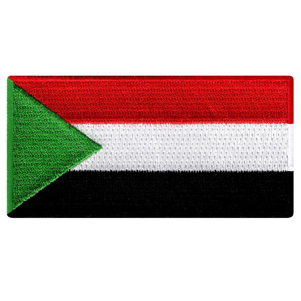 Cypress Collectibles - Sudan Flag Patch - Premium Embroidered Appliqu - African Country Velcro-Brand Fasteners Patches - Dimensions: 3.5" x 1.75"