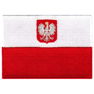 Cypress Collectibles - Poland with Eagle Flag Patch - Premium Embroidered Appliqu - European Country Velcro-Brand Fasteners Patches - Dimensions: 3.5" x 2.5"