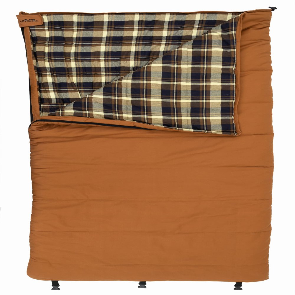ALPS OutdoorZ Redwood -25 Sleeping Bag, Plaid Flannel Lined, Cotton Canvas/Extreme Cold Weather/Oversized/Extra Warm/TechLoft Insulation