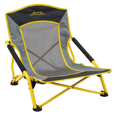 ALPS Mountaineering Rendezvous Low Camping Chairs for Adults with Arms, Cool Mesh Center, Powder Coated Steel Frame, Compact Folding Design and Carry Bag, Yellow/Gray