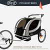 ClevrPlus Deluxe 3-in-1 Double 2 Seat Bicycle Bike Trailer Jogger Stroller for Kids Children | Foldable w/Pivot Front Wheel, Grey view 2