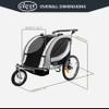 ClevrPlus Deluxe 3-in-1 Double 2 Seat Bicycle Bike Trailer Jogger Stroller for Kids Children | Foldable w/Pivot Front Wheel, Grey view 4
