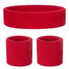 ONUPGO Kids Sweatbands Headband Wristband Set - Athletic Cotton Sweat Band for Sports (1 Headband + 2 Wristbands) (Red) view 1