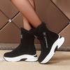 Hbeylia Winter Snow Boots For Women Ladies Casual Plush Fur Lined Wedge Platform Chunky Bottom Heels Mid Calf Boots Suede Warm Fashion Sneakers Fleece Lining Thermal Short Boots For Work Walking view 3