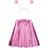Sintege Halloween Alien Headband and Metallic Flared Pleated Skater Skirt for Costumes Supplies(X-Large Skirt,Pink) view 1